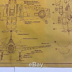 WWII 1944 U. S. Army Air Corps Republic P-47 Thunderbolt Blueprint WW2 Relic