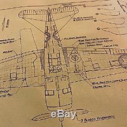 WWII 1944 U. S. Army Air Corps Republic P-47 Thunderbolt Blueprint WW2 Relic