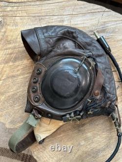 WWII 2 US Army Air Force Type A-11 Leather Flight Helmet Medium Receiver