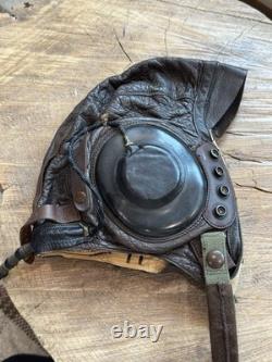 WWII 2 US Army Air Force Type A-11 Leather Flight Helmet Medium Receiver