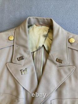 WWII 9th Army Air Corps of Engineers Officer Jacket Tropical Khaki Essayons 38R