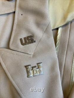 WWII 9th Army Air Corps of Engineers Officer Jacket Tropical Khaki Essayons 38R
