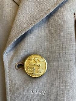 WWII 9th Army Air Corps of Engineers Officer Jacket Tropical Khaki Essayons 38R