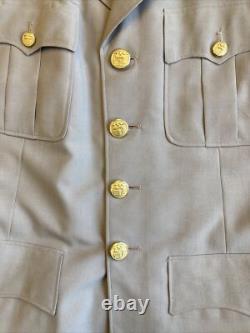 WWII 9th Army Air Corps of Engineers Officer Jacket Tropical Khaki Essayons 38R