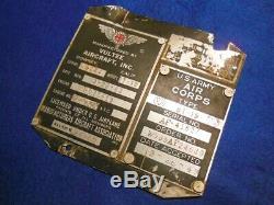 WWII AAF Vultee BT-15 BT-13 Airplane Data Plate, Army Air Forces Cockpit Pilot