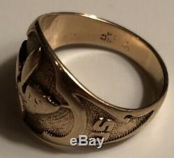 WWII Antique Yellow Gold United States Army Air Corps Pilot Ring Gothic 10k