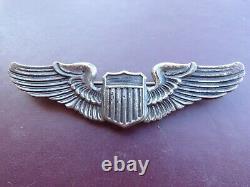 WWII Army Air Corp Sterling Silver Aviation Pilot Badge Pin Aviator 3 Inch Meyer
