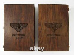 WWII Army Air Corps Flight Surgeon Wings Teak Wood Bookends Trench Art CBI 1945