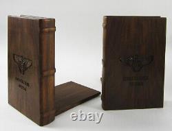 WWII Army Air Corps Flight Surgeon Wings Teak Wood Bookends Trench Art CBI 1945