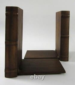 WWII Army Air Corps Flight Surgeon Wings Teak Wood Bookends Trench Art CBI 1945