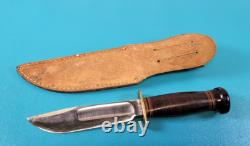 WWII Army Air Corps Marble's AAC Combat Knife + Scabbard 2nd Var Brown Pommel