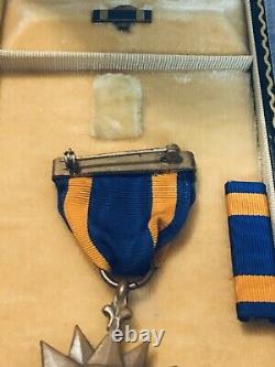 WWII Army Air Corps Medals Set Wrap DFC Slot Sterling Wings Patches withCase