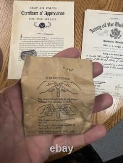WWII Army Air Corps Paper Grouping with ribbons and Pin Italy Vet from Ohio