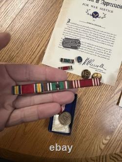 WWII Army Air Corps Paper Grouping with ribbons and Pin Italy Vet from Ohio