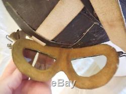 WWII Army Air Force Pilot AAF Flight A-11 Leather Helmet with MK-II Goggles