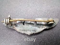 WWII Army Air Force Pilot Wings Sterling Silver Pin 1.5 Inches