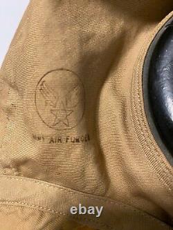 WWII Bates Shoe Co. Army Air Force Vintage Aviator Pilot Leather Cloth Skull Cap