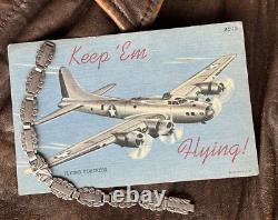WWII Bracelet US Army Air Corp Sterling Forget Me Not Charm Bracelet 7