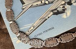 WWII Bracelet US Army Air Corp Sterling Forget Me Not Charm Bracelet 7