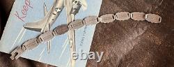 WWII Bracelet US Army Air Corp Sterling Forget Me Not Charm Bracelet 7