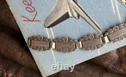 WWII Bracelet US Army Air Corp Sterling Forget Me Not Charm Bracelet 7