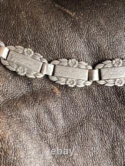 WWII Bracelet US Army Air Corp Sterling Forget Me Not Charm Bracelet 7