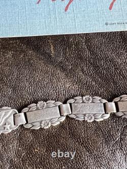 WWII Bracelet US Army Air Corp Sterling Forget Me Not Charm Bracelet 7