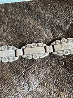 WWII Bracelet US Army Air Corp Sterling Forget Me Not Charm Bracelet 7