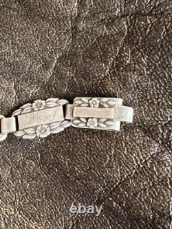 WWII Bracelet US Army Air Corp Sterling Forget Me Not Charm Bracelet 7
