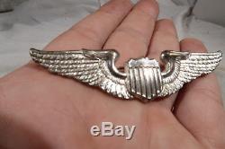 WWII British Made US Army Air Corps Force Pilots Badge 3 Inch