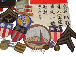WWII China Burma India 10th AAF Army Air Force Blood Chit Patch Bullion Dog Tags