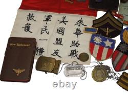 WWII China Burma India 10th AAF Army Air Force Blood Chit Patch Bullion Dog Tags
