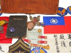 WWII China Burma India 10th AAF Army Air Force Blood Chit Patch Bullion Dog Tags