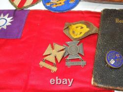 WWII China Burma India 10th AAF Army Air Force Blood Chit Patch Bullion Dog Tags