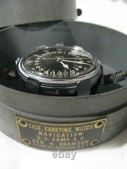 WWII Elgin GCT US Army Air Force Master Navigation AN5740 watch with canister