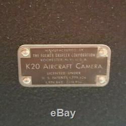 WWII Era Folmer Graflex US Army Air Force Aircraft Type K-20 Camera with Case