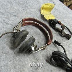 WWII HS-33 Head Set throat mike push to talk Army Air Corps Signal Corps (GRP2)