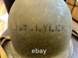 WWII IDd Fixed Bale Helmet of MIA presumed deceased Army Air Forces P-47 Pilot