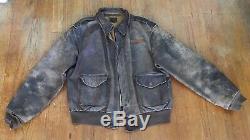 WWII Leather Bomber Flight Jacket A-2 With Matching Dog Tags Army Air Force
