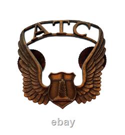 WWII Military Air Transport Command ATC Hat Metal Badge Wings Army Airforce 1942