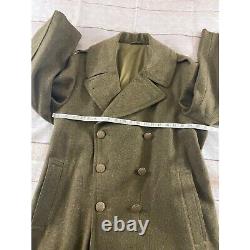WWII Miltary Army Corps Air Force Wool Button Down Coat Bundle WithCap & Belt