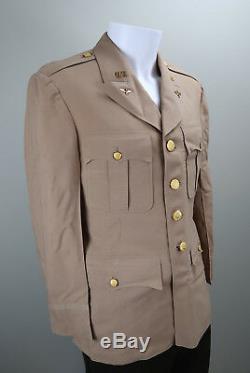 WWII Officer soldier dress uniform jacket USAF summer tan US Army Air force Corp