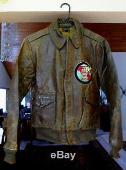 WWII Original US Army Air Corps Named A-2 Flight Leather Jacket