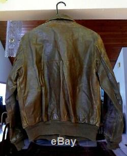 WWII Original US Army Air Corps Named A-2 Flight Leather Jacket