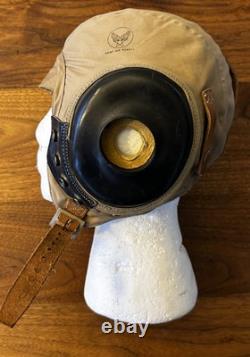 WWII Original US Army Air Forces Pilot Helmet Type AN-H-15 Medium Bates Shoe Co