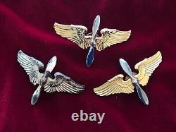 WWII & Post WWII USAAF Army Air Force Cadet Pilot Wing 3 Inch X3 Listing #5