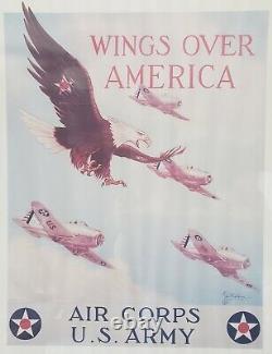 WWII Recruiting Poster Wings Over America Air Corps U. S. Army 1939 Tom Woodburn