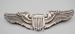 WWII Sterling Army Air Forces Pilot Full Size 3 Inch Wings Badge by Meyer NICE