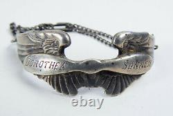 WWII Sterling Silver Army Air Corp Wings Sweetheart Bracelet Engraved