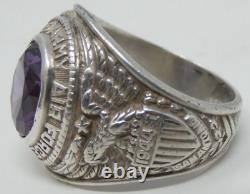 WWII Sterling Silver Army Air Force Ring OCS 1944I San Antonio Purple Stone 10.5